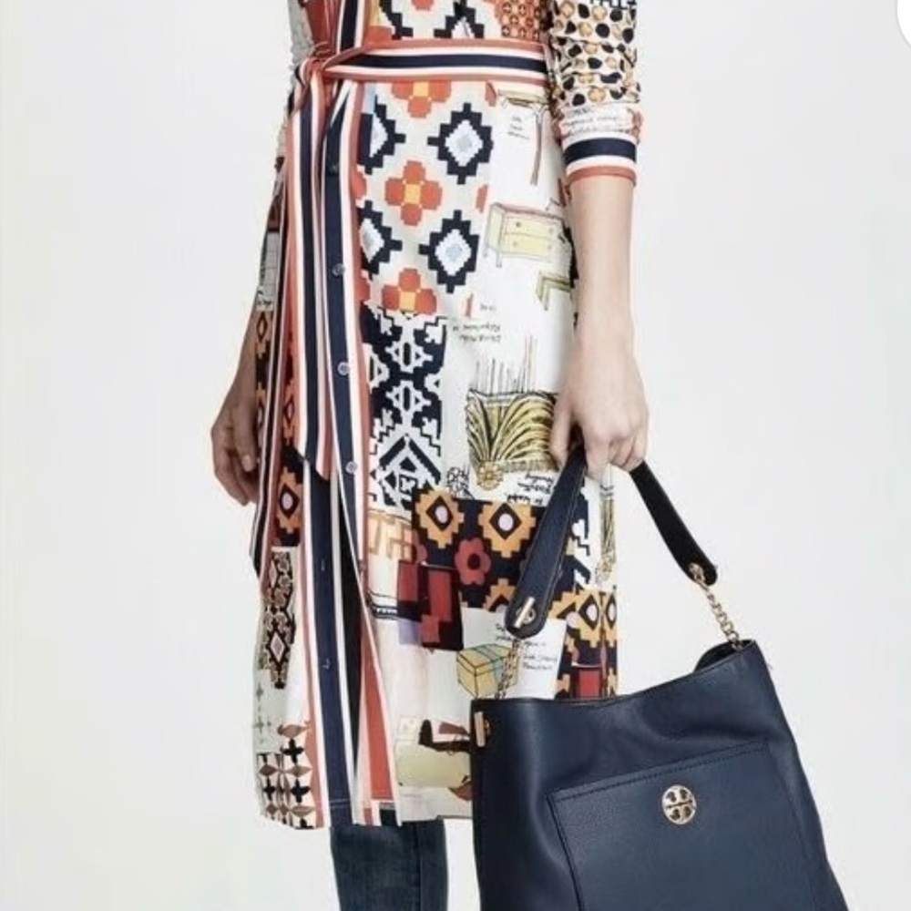 TORY BURCH, Navy Leather Chelsea Hobo Bag